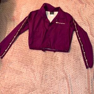 Champion Cropped Button Down Bomber Jacket